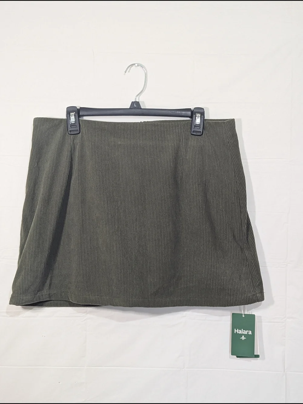NWT Halara Corduroy Mini Skort Olive Green XL Stretch Casual Skirt Built In Shor